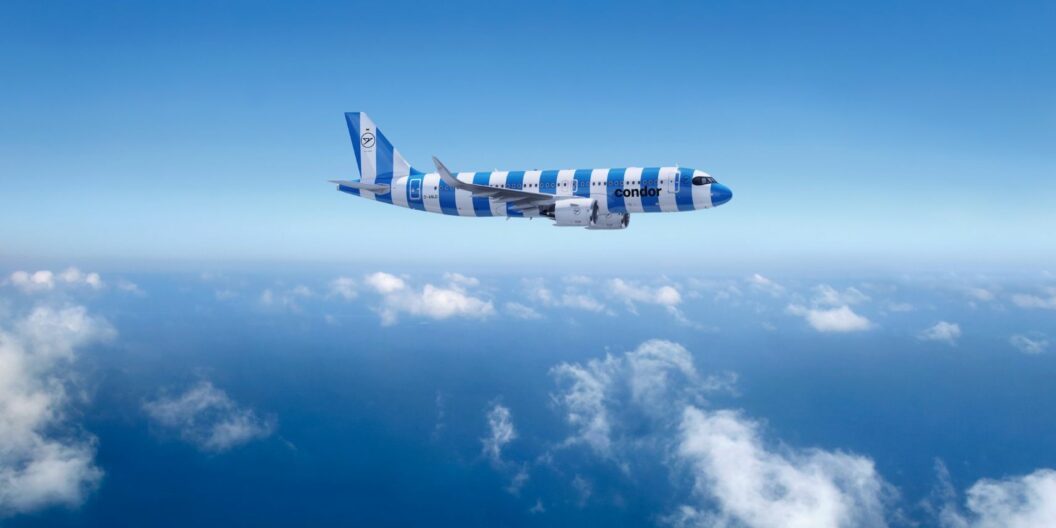 Condor A320 NEO Flugzeug über den Wolken – Symbol für neue Winterverbindungen ab Frankfurt Condor Winterflüge 2025/26